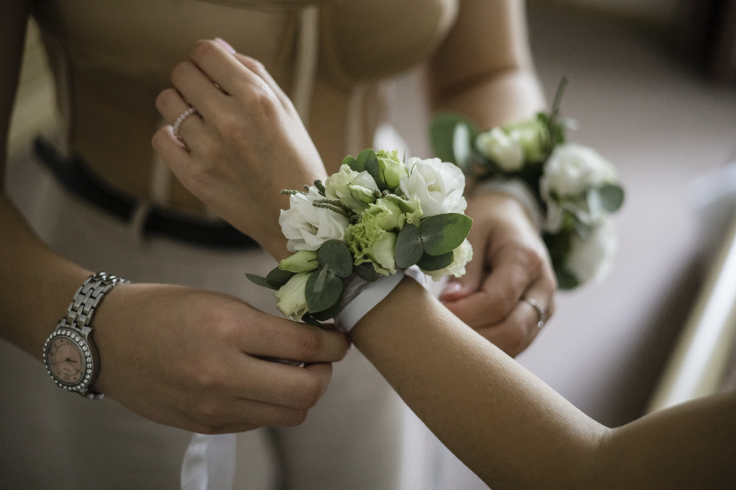 White Garden Wrist Corsage